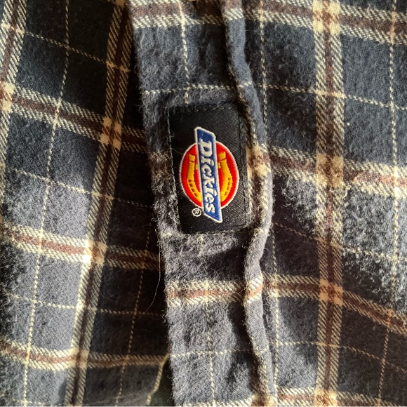 Vintage Dickeys Blue Plaid Button Up - Picture 5 of 8